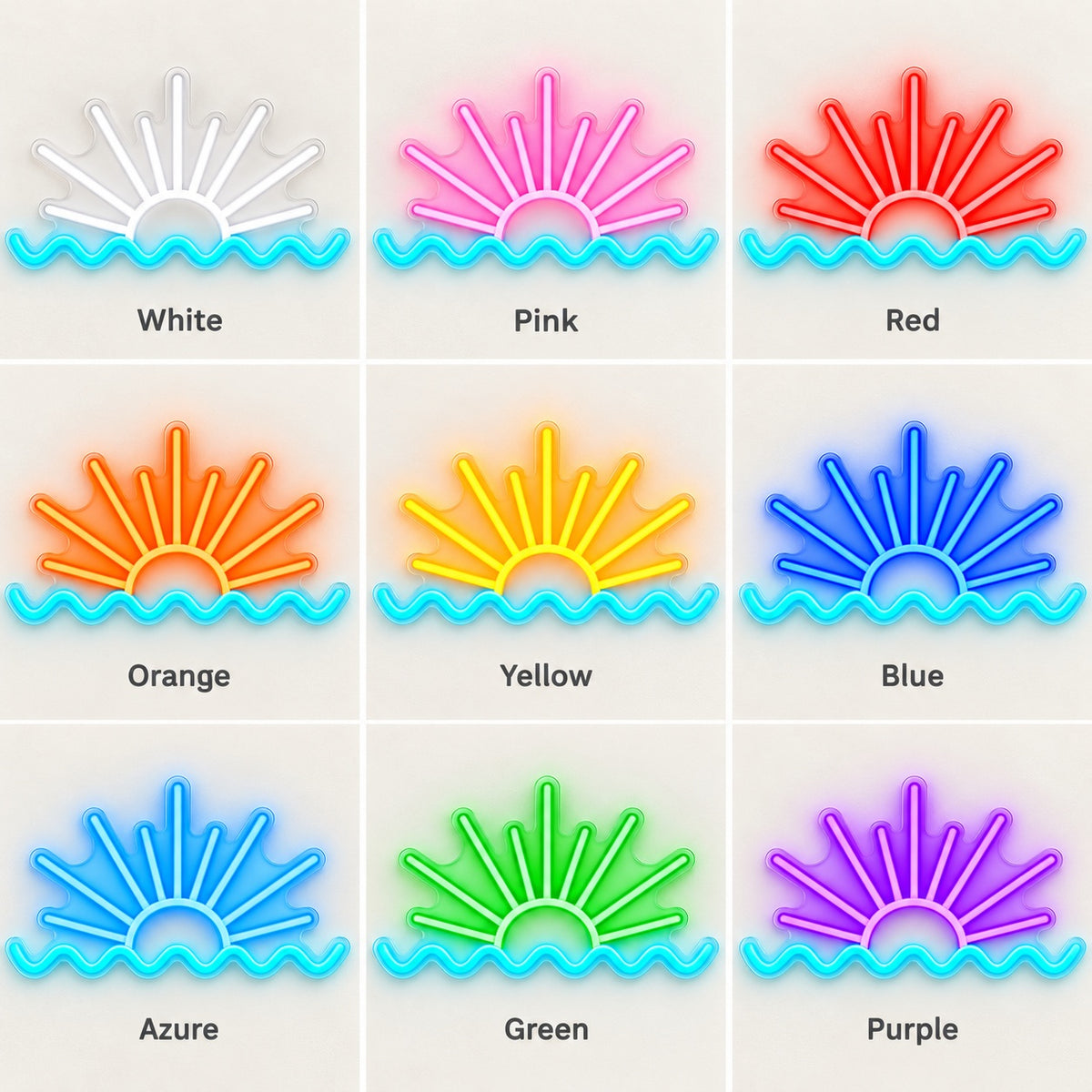 Sunrise Ocean Waves LED Neon Sign - nine-color grid