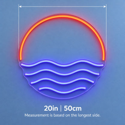 Sunset Ocean Waves LED Neon Sign - size guide