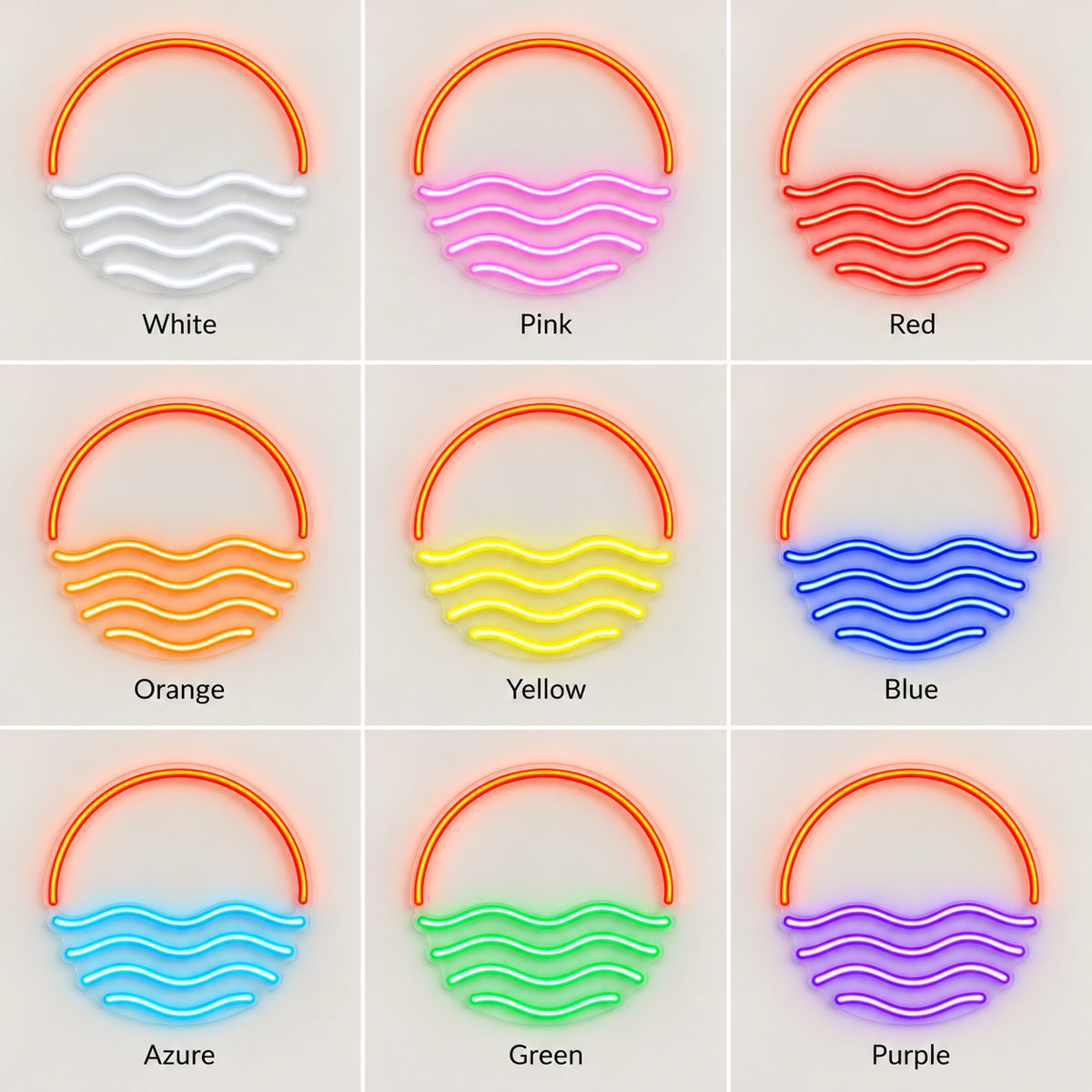 Sunset Ocean Waves LED Neon Sign - nine-color grid