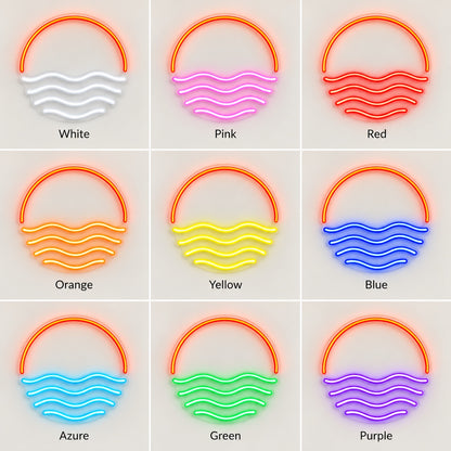 Sunset Ocean Waves LED Neon Sign - nine-color grid
