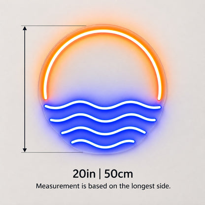 Sunset Ocean Waves LED Neon Sign - size guide