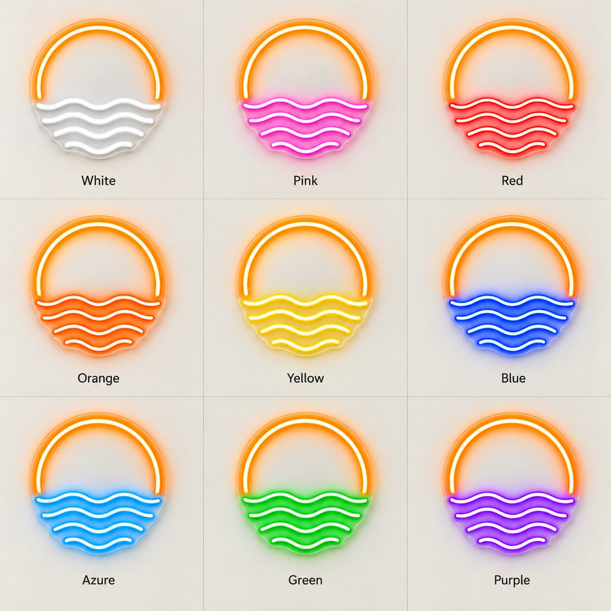 Sunset Ocean Waves LED Neon Sign - nine-color grid