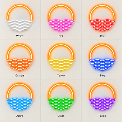 Sunset Ocean Waves LED Neon Sign - nine-color grid