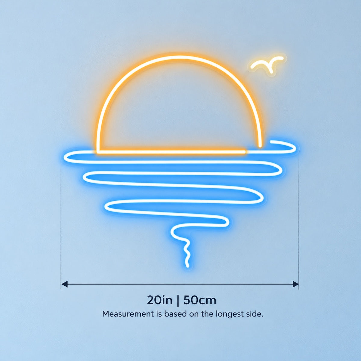 Sunset Ocean Waves LED Neon Sign - size guide