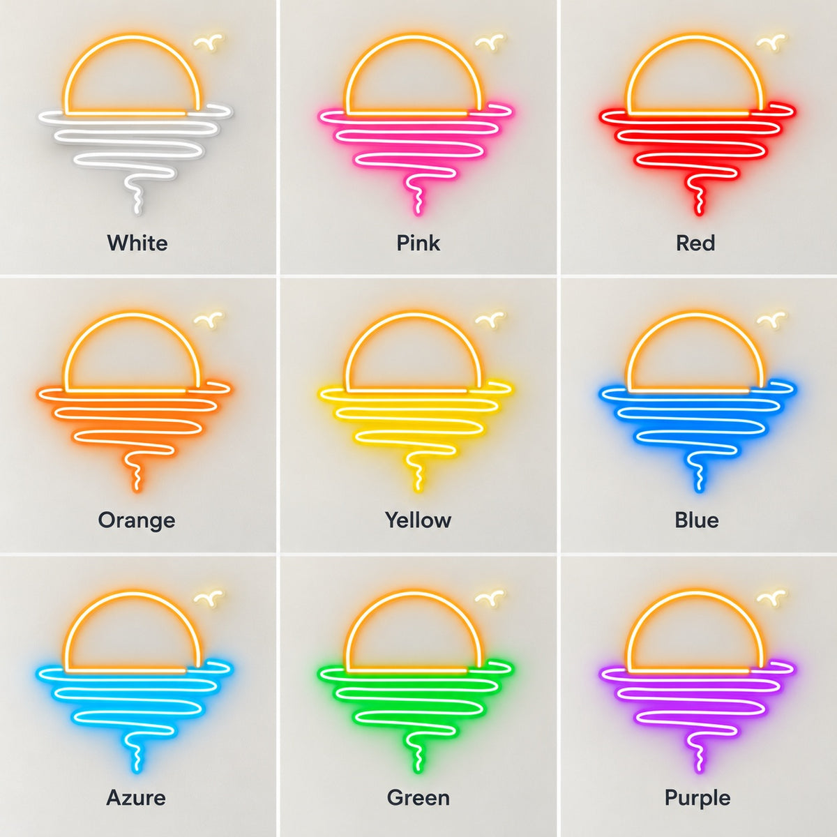 Sunset Ocean Waves LED Neon Sign - nine-color grid