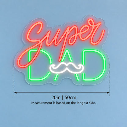 Super Dad LED Neon Sign - size guide