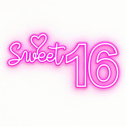 Sweet 16 Heart LED Neon Sign - natural light view