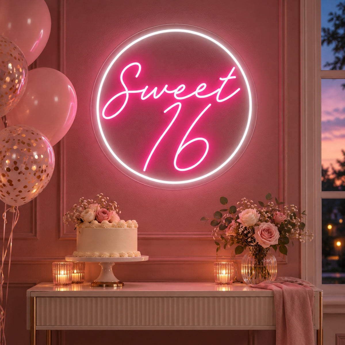 Sweet 16 LED Neon Sign - advertising view