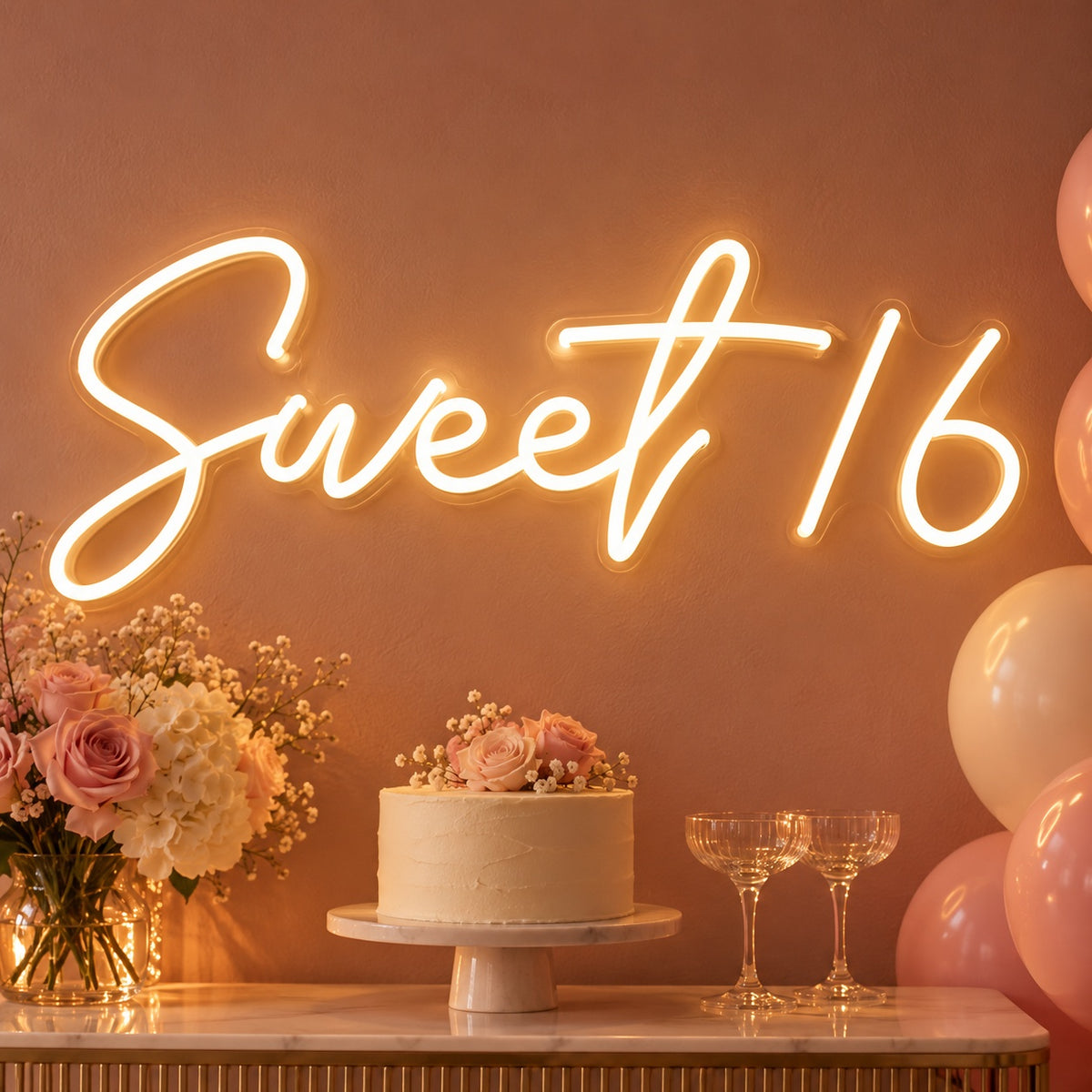 Sweet 16 LED Neon Sign - advertising view