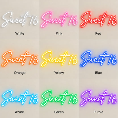 Sweet 16 LED Neon Sign - nine-color grid