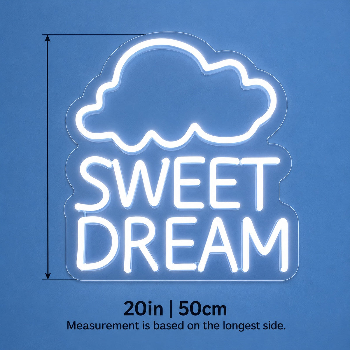 Sweet Dream LED Neon Sign - size guide