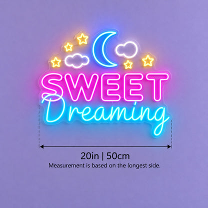 Sweet Dreaming LED Neon Sign - size guide