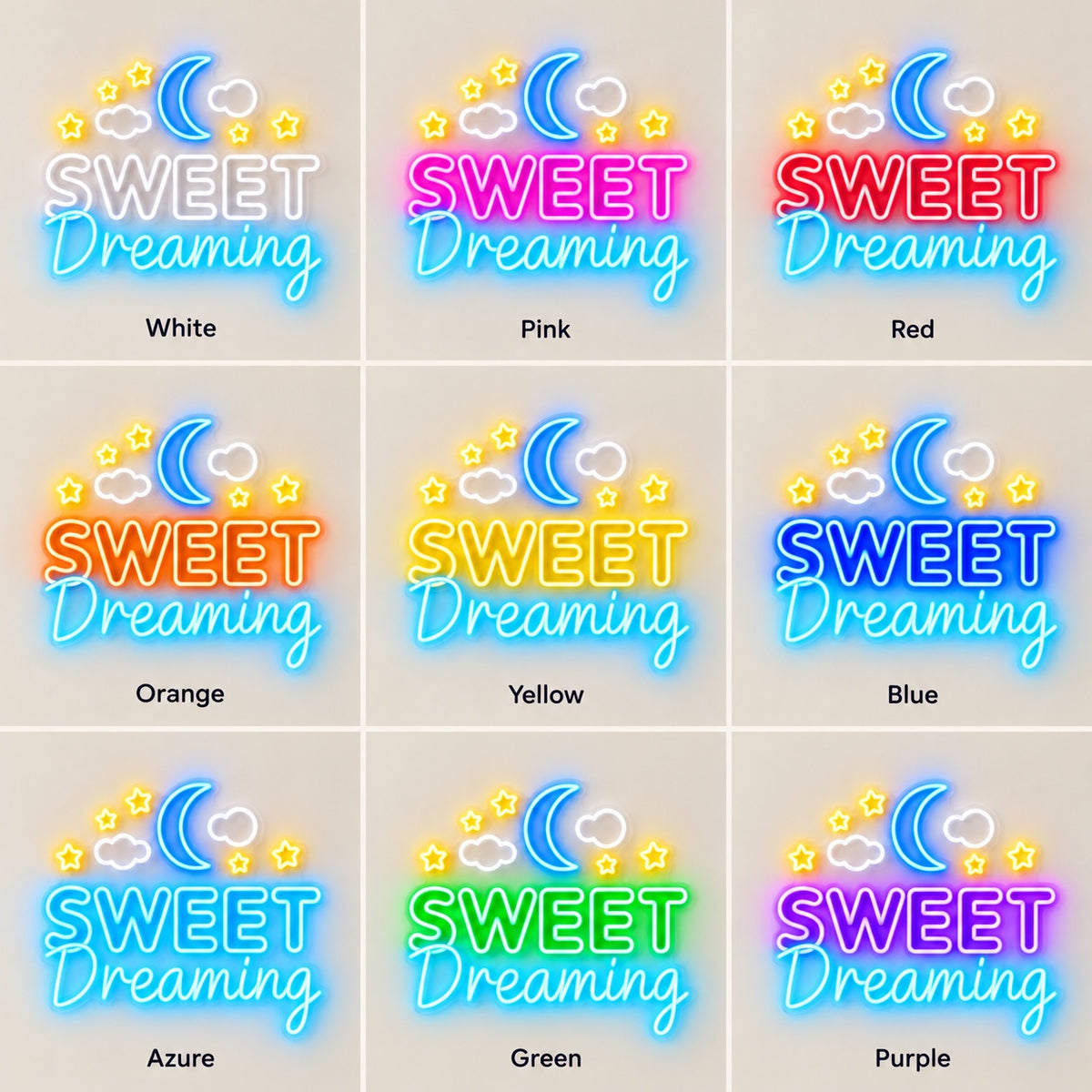 Sweet Dreaming LED Neon Sign - nine-color grid