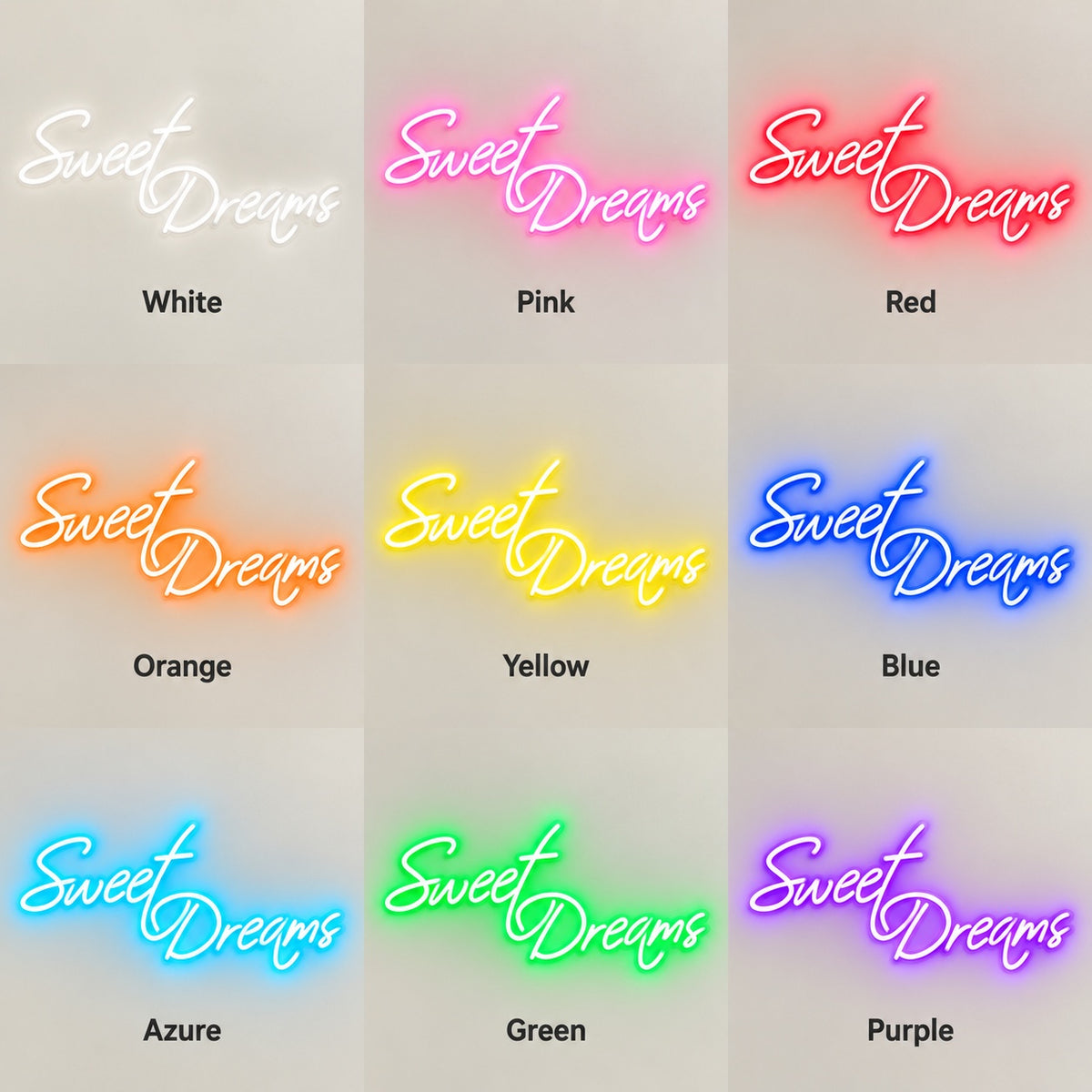Sweet Dreams LED Neon Sign - nine-color grid
