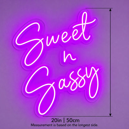 Sweet N Sassy LED Neon Sign - size guide