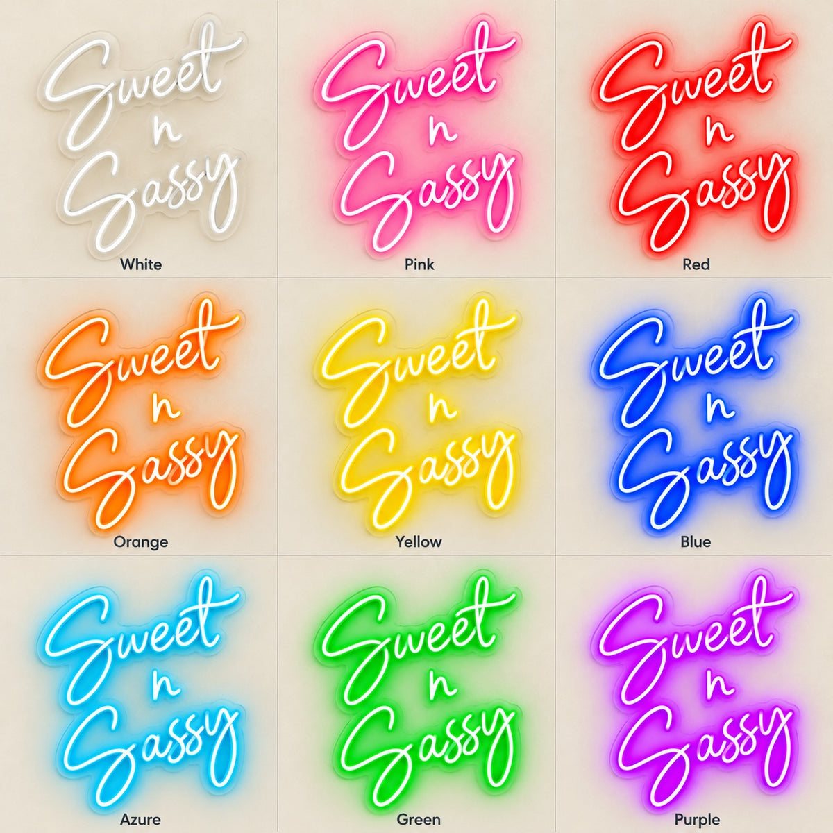 Sweet N Sassy LED Neon Sign - nine-color grid