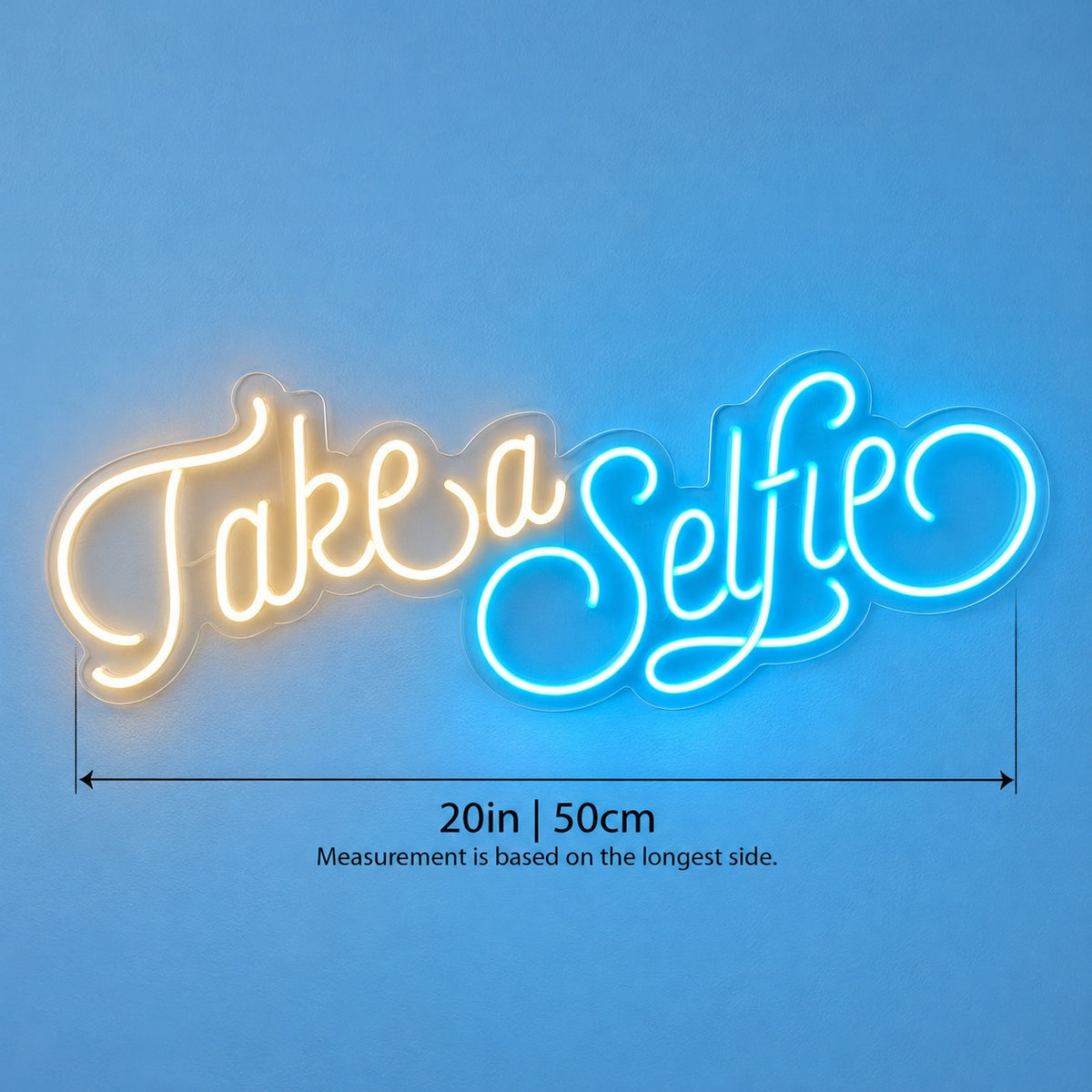 Take A Selfie LED Neon Sign - size guide