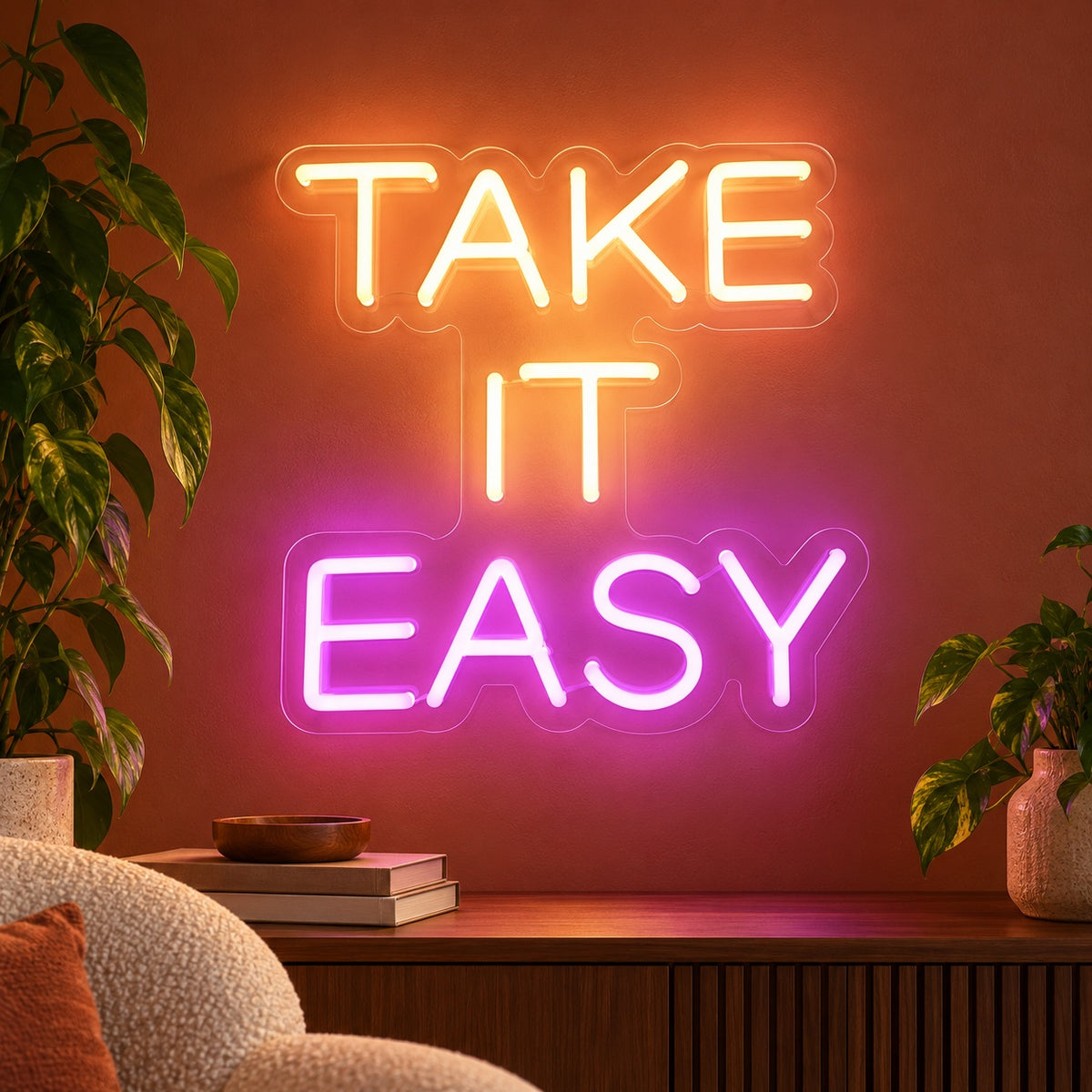 Take It Easy LED Neon Sign - advertising view