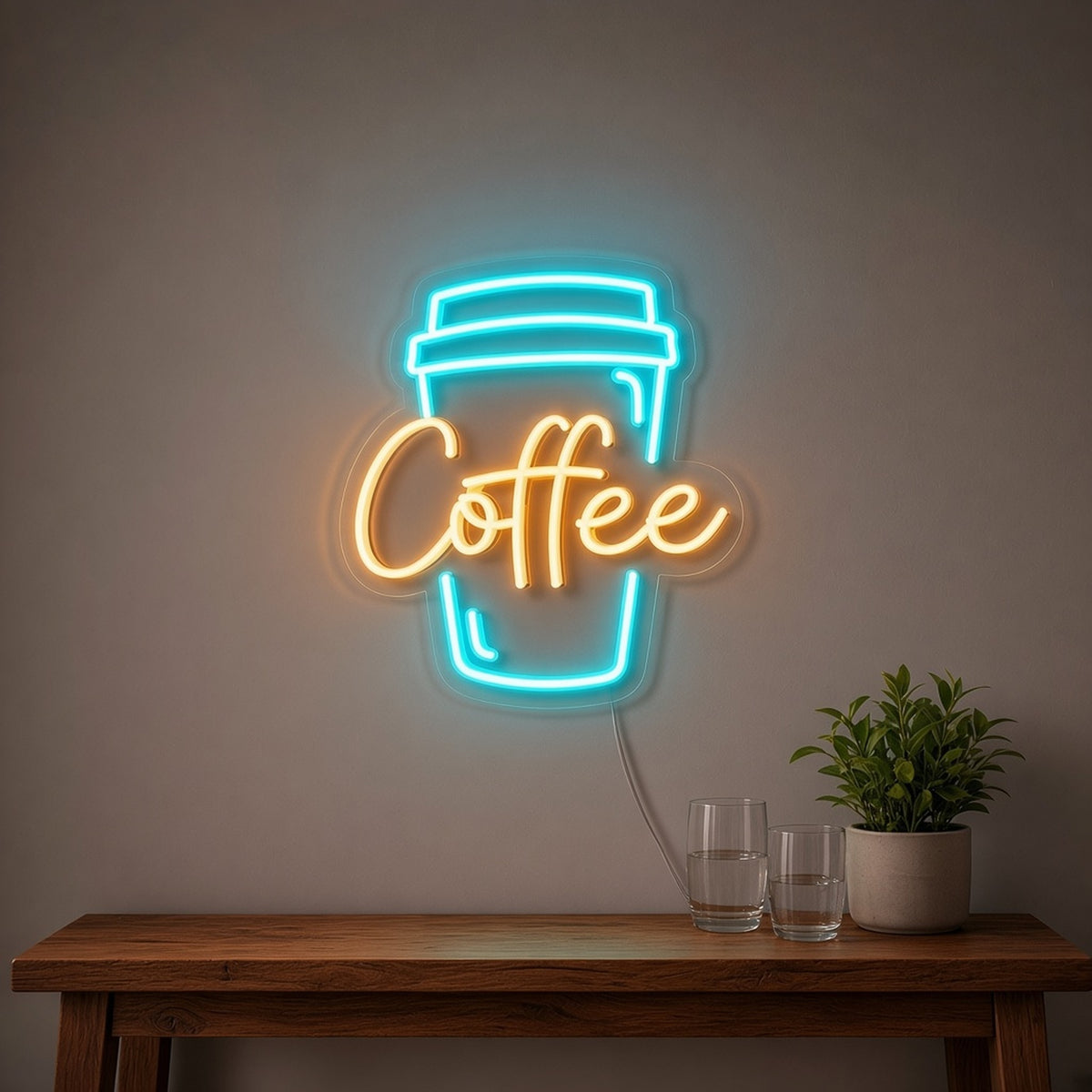 Takeaway Coffee Cup Cup Warm for Cafe Bar LED Neon Sign - lifestyle view