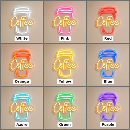 Takeaway Coffee Cup Cup Warm for Cafe Bar LED Neon Sign - nine-color grid