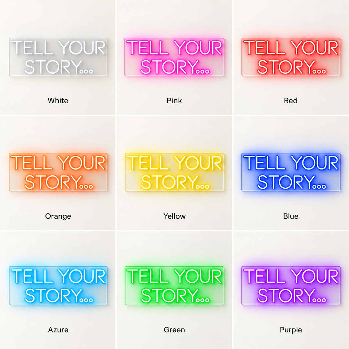 Tell Your Story LED Neon Sign - nine-color grid