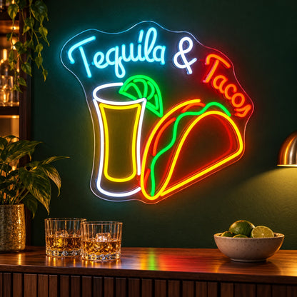 Tequila & Tacos LED Neon Sign - advertising view