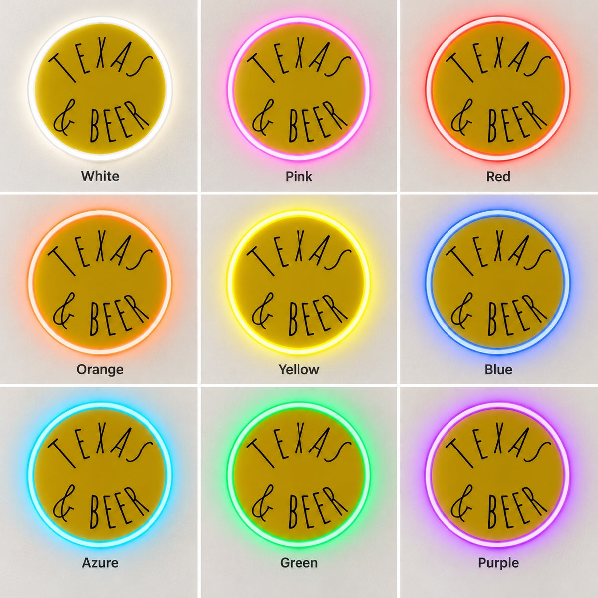 Texas & Beer LED Neon Sign - nine-color grid