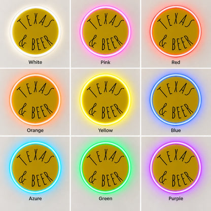 Texas & Beer LED Neon Sign - nine-color grid