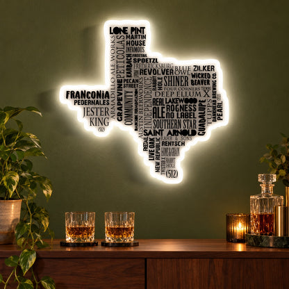 Texas Brewery Map LED Neon Sign - advertising view