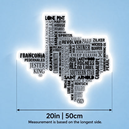Texas Brewery Map LED Neon Sign - size guide