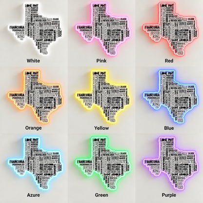 Texas Brewery Map LED Neon Sign - nine-color grid