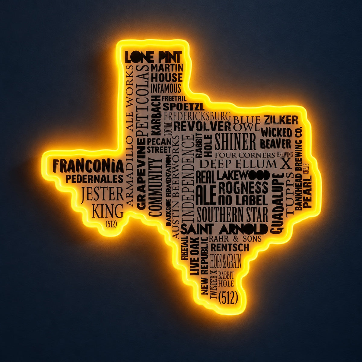 Texas Brewery Map LED Neon Sign - product hero