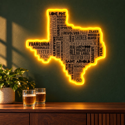 Texas Brewery Map LED Neon Sign - advertising view