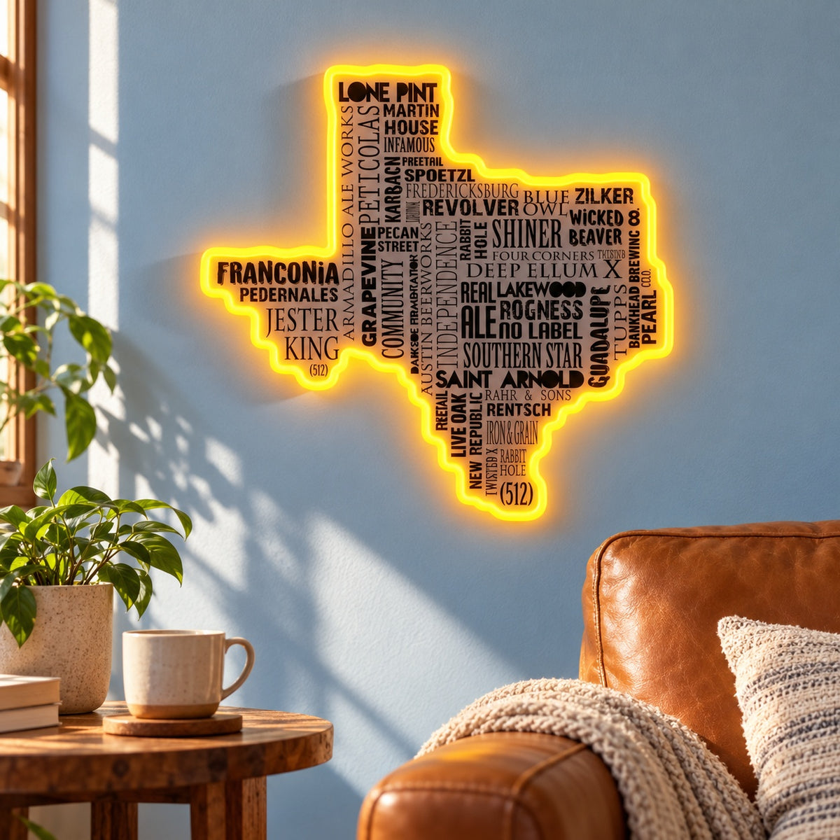 Texas Brewery Map LED Neon Sign - lifestyle view
