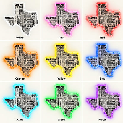 Texas Brewery Map LED Neon Sign - nine-color grid