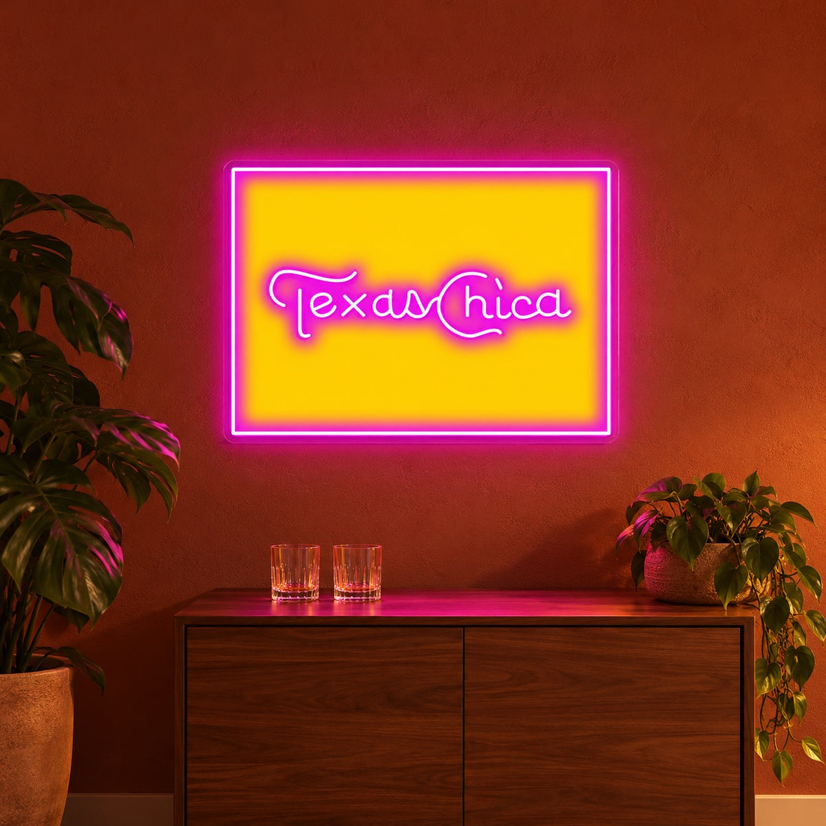 Texas Chica LED Neon Sign - advertising view