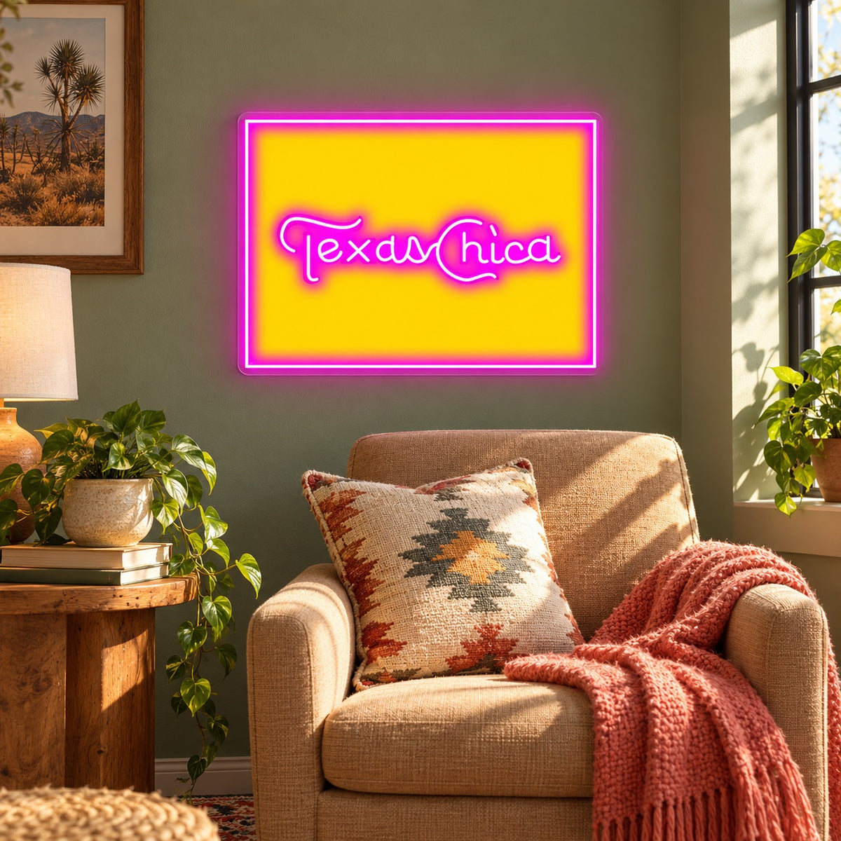 Texas Chica LED Neon Sign - lifestyle view