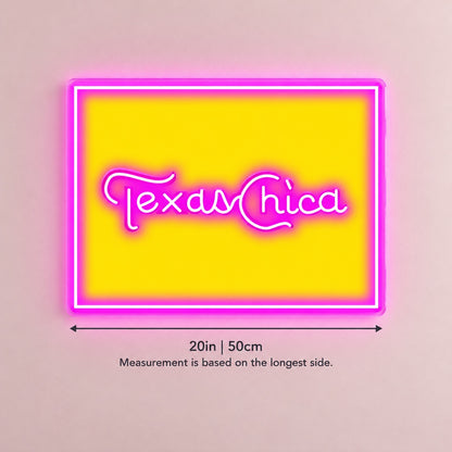 Texas Chica LED Neon Sign - size guide
