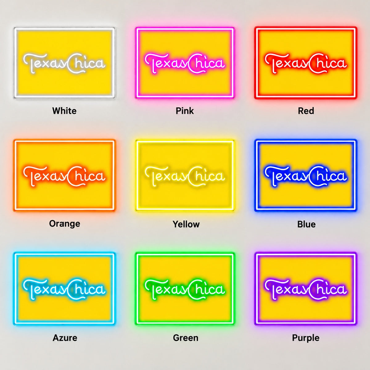 Texas Chica LED Neon Sign - nine-color grid