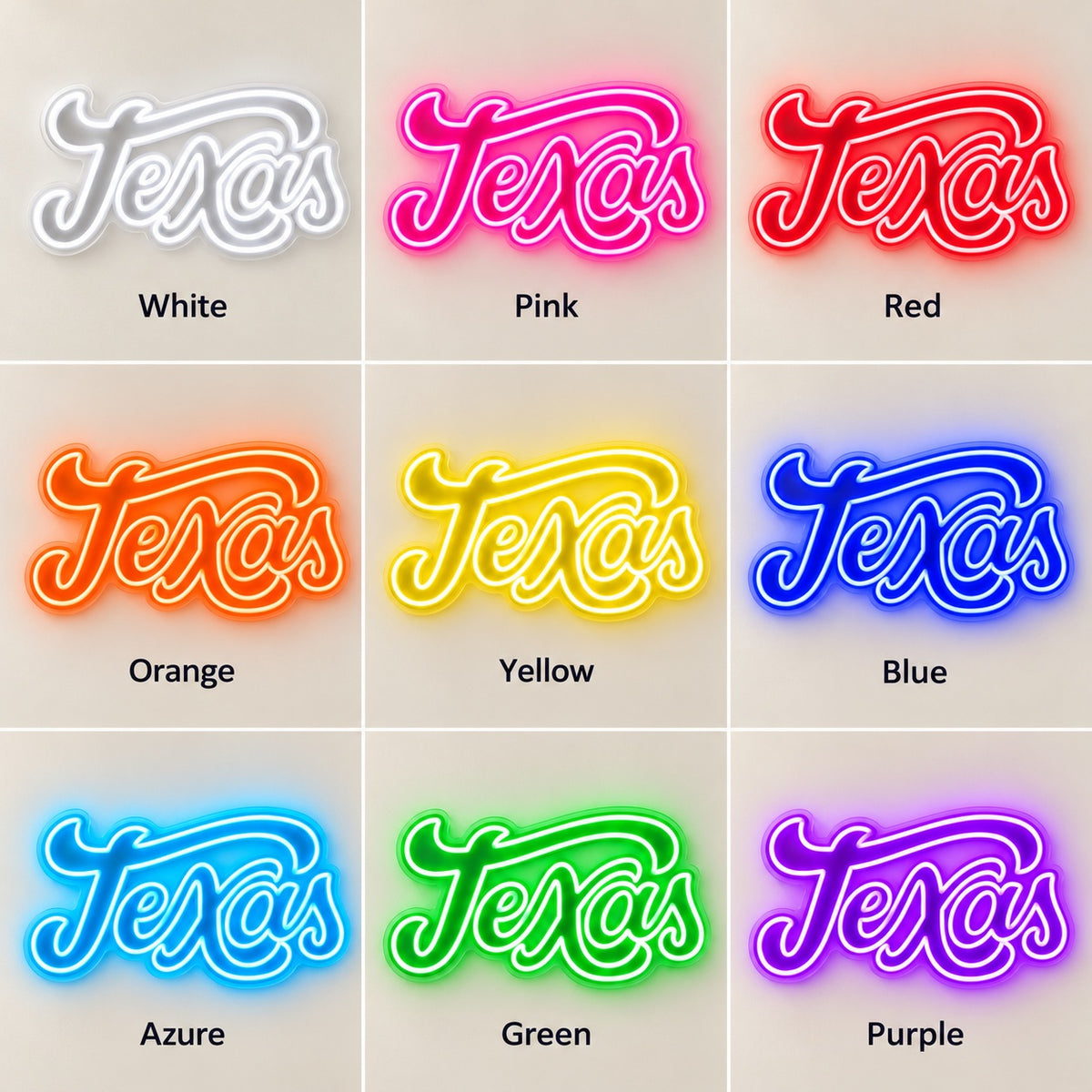 Texas LED Neon Sign - nine-color grid
