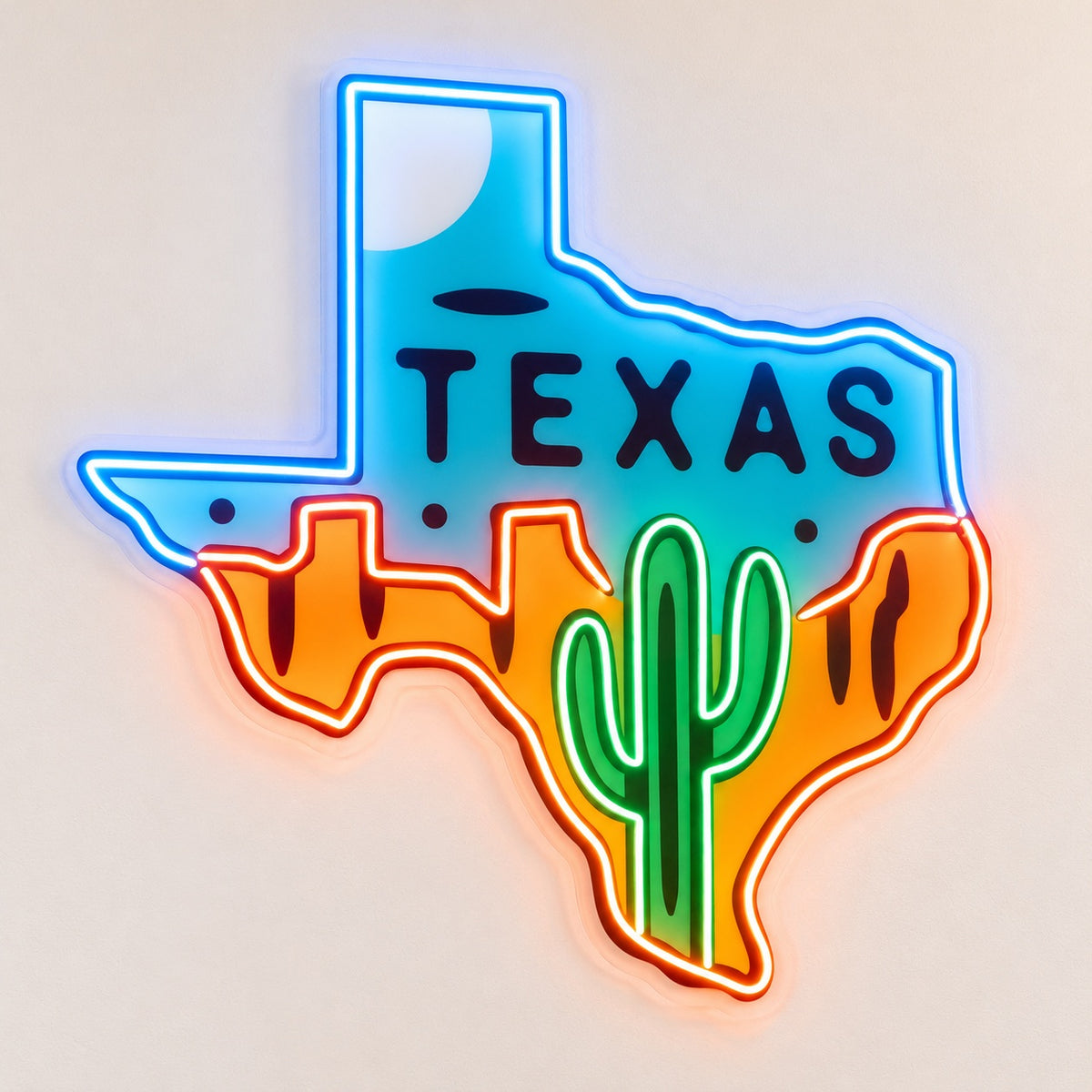 Texas Map Desert Cactus LED Neon Sign – Shineneon