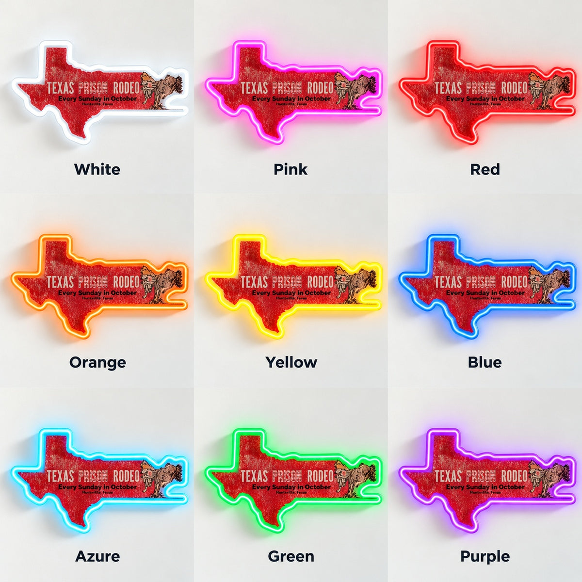 Texas Prison Rodeo LED Neon Sign - nine-color grid