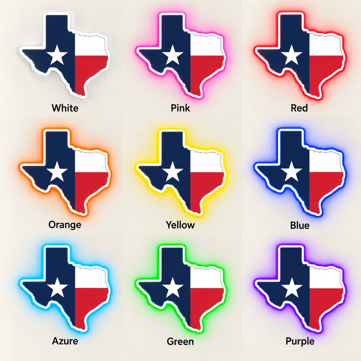 Texas State Flag LED Neon Sign - nine-color grid