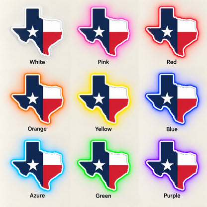 Texas State Flag LED Neon Sign - nine-color grid