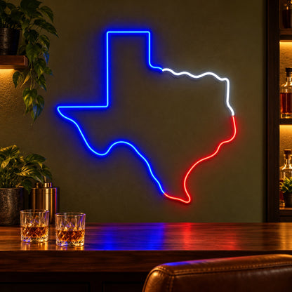 Texas Tricolor Outline LED Neon Sign - advertising view