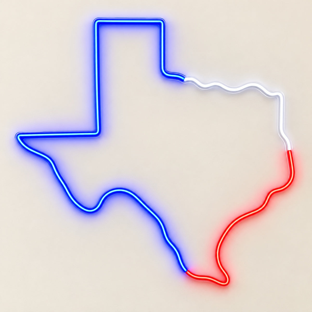 Texas Tricolor Outline LED Neon Sign - natural light view
