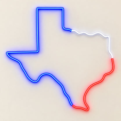 Texas Tricolor Outline LED Neon Sign - natural light view