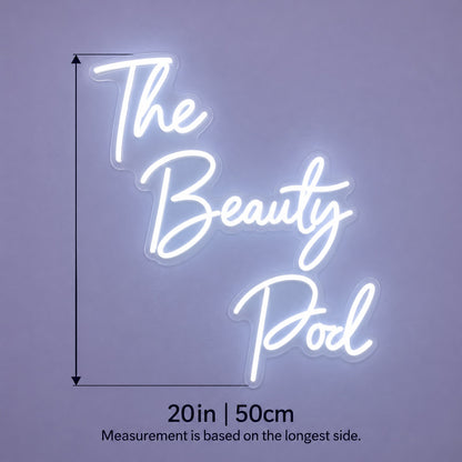 The Beauty Pod LED Neon Sign - size guide