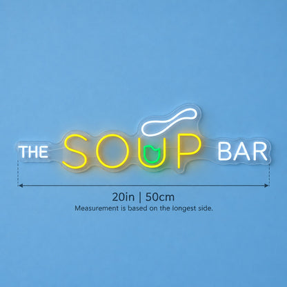 The Soup Bar LED Neon Sign - size guide