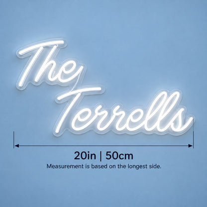 The Terrells LED Neon Sign - size guide